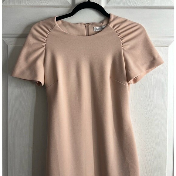 Calvin Klein Gathered Shoulder Sheath Blush color Dress Size 2 - Picture 4 of 12